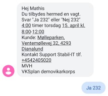 Besvar vagttilbud via sms