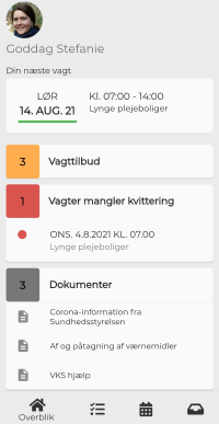 Overblik/dashboard i app