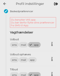 Beskedpræferencer i app